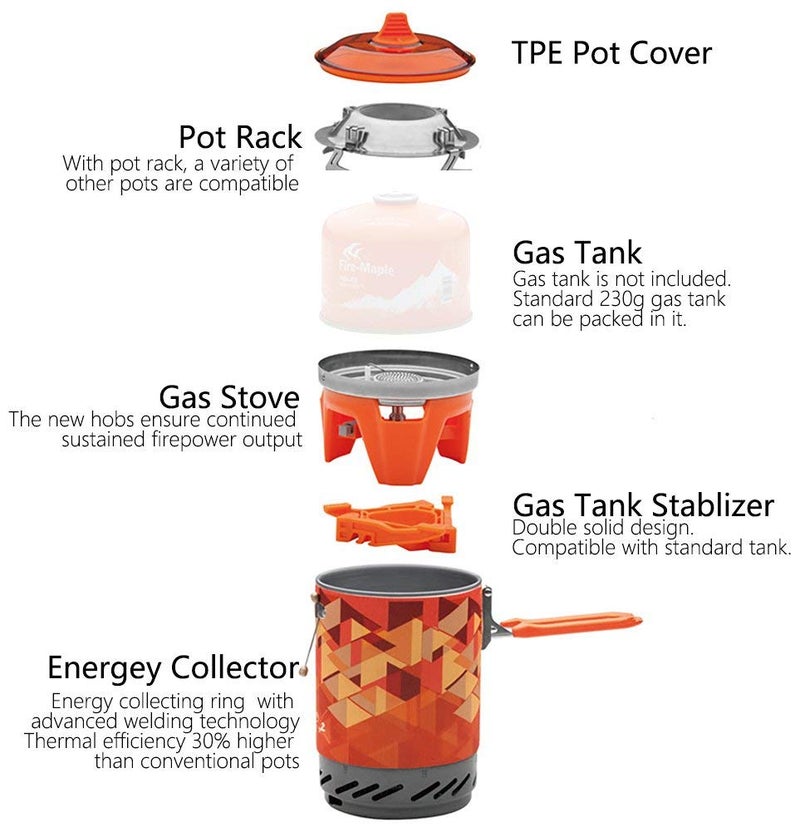 Fire-Maple Fire Maple X2 Cooking System Portable Backpacking Camping Stove Camping Pot with Piezo Ignition - Image 3